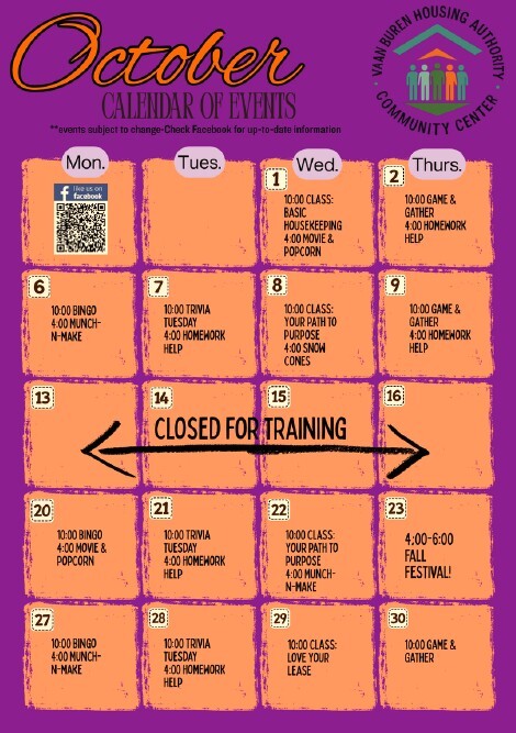 October 2025 Calendar of event. All information on this calendar is listed above.